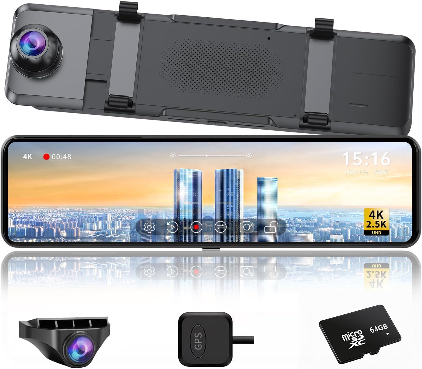 Amazon | Changer ドライブレコーダー ミラー型 【 4K+2.5K 伸縮式